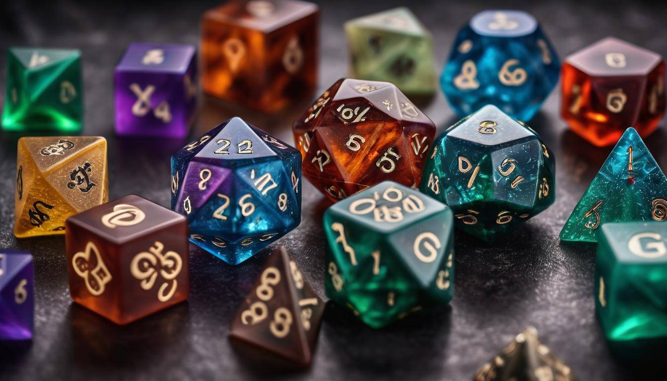 Diverse custom DND dice